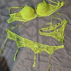 Honey Birdette Neon Green Vanessa Lingerie Set